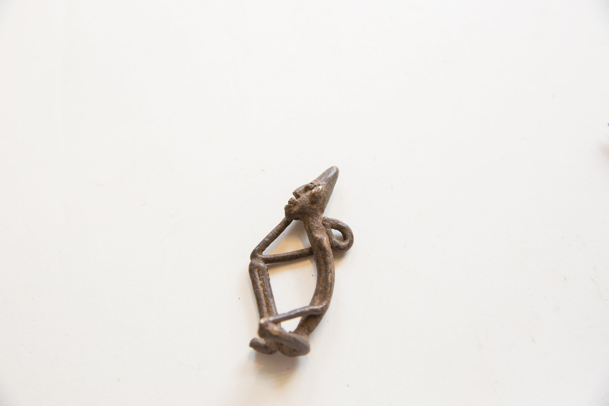 Vintage African Bronze Man Thinking Pendant // ONH Item ab01765 Image 1