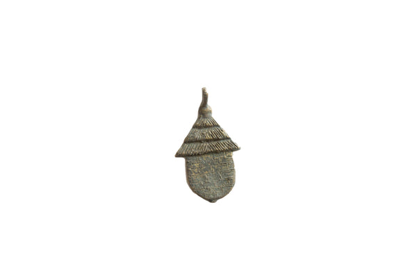 Vintage African Bronze Hut Brick Design Pendant // ONH Item ab01771