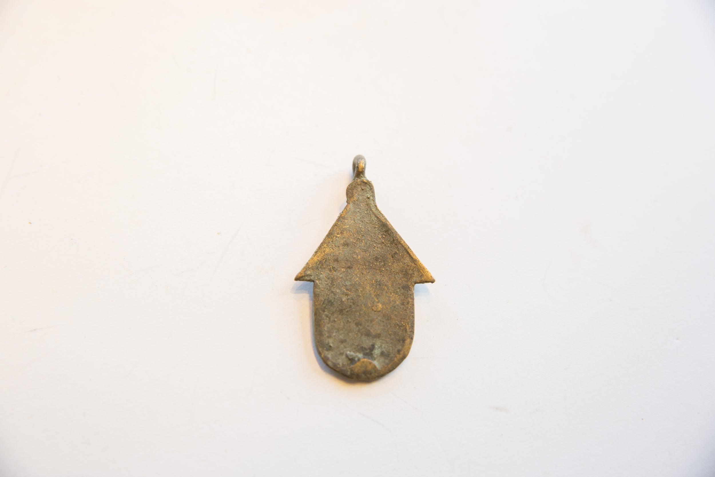 Vintage African Bronze Hut Brick Design with Door Pendant // ONH Item ab01774 Image 1