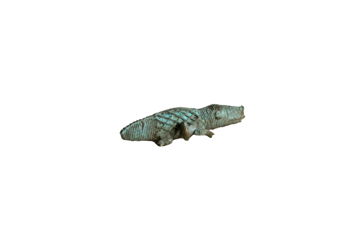 Vintage African Bronze Crocodile Pendant // ONH Item ab01781