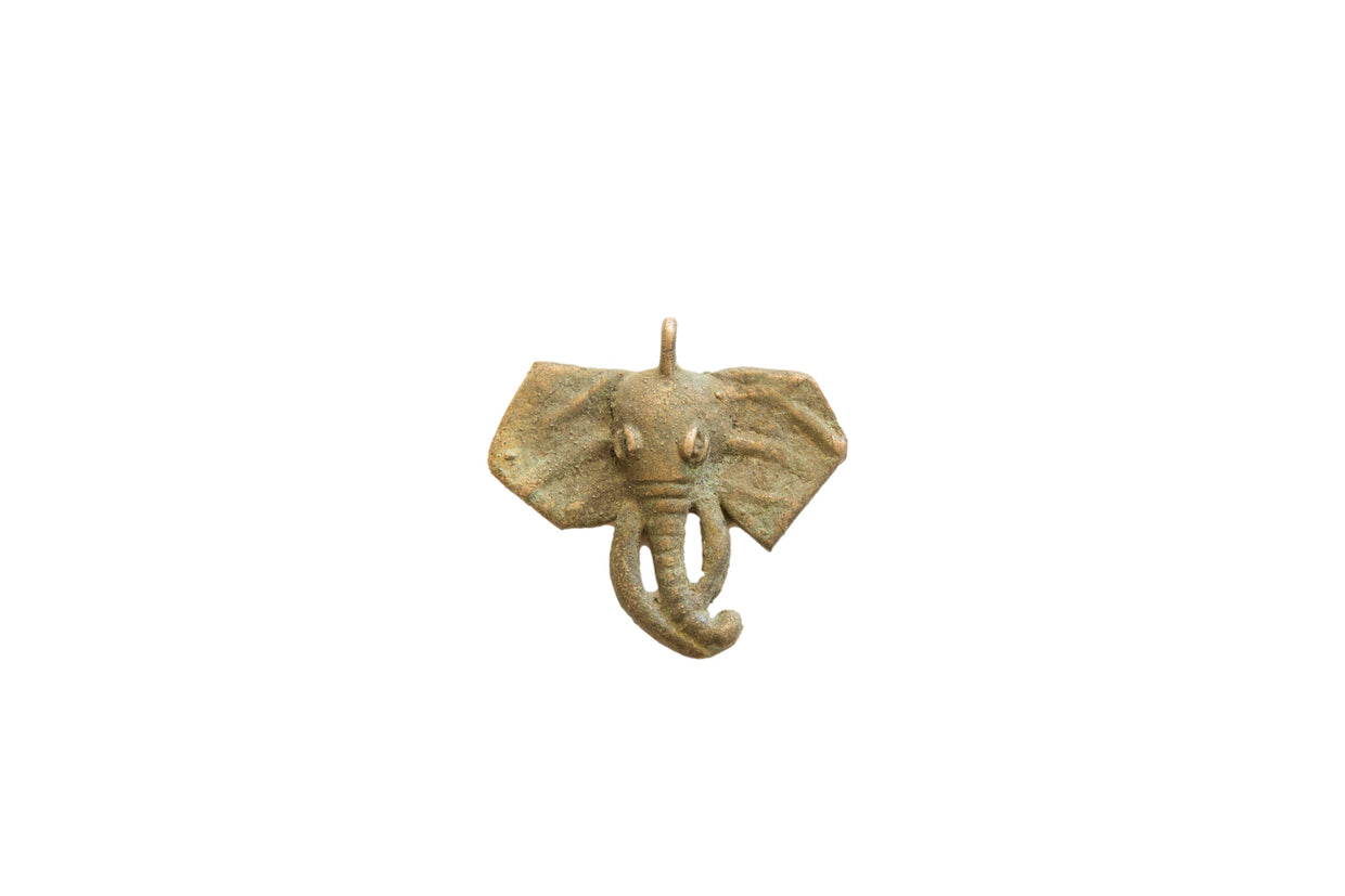 Vintage African Bronze Elephant Head Pendant // ONH Item ab01784