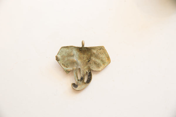 Vintage African Bronze Elephant Head Pendant // ONH Item ab01784 Image 1