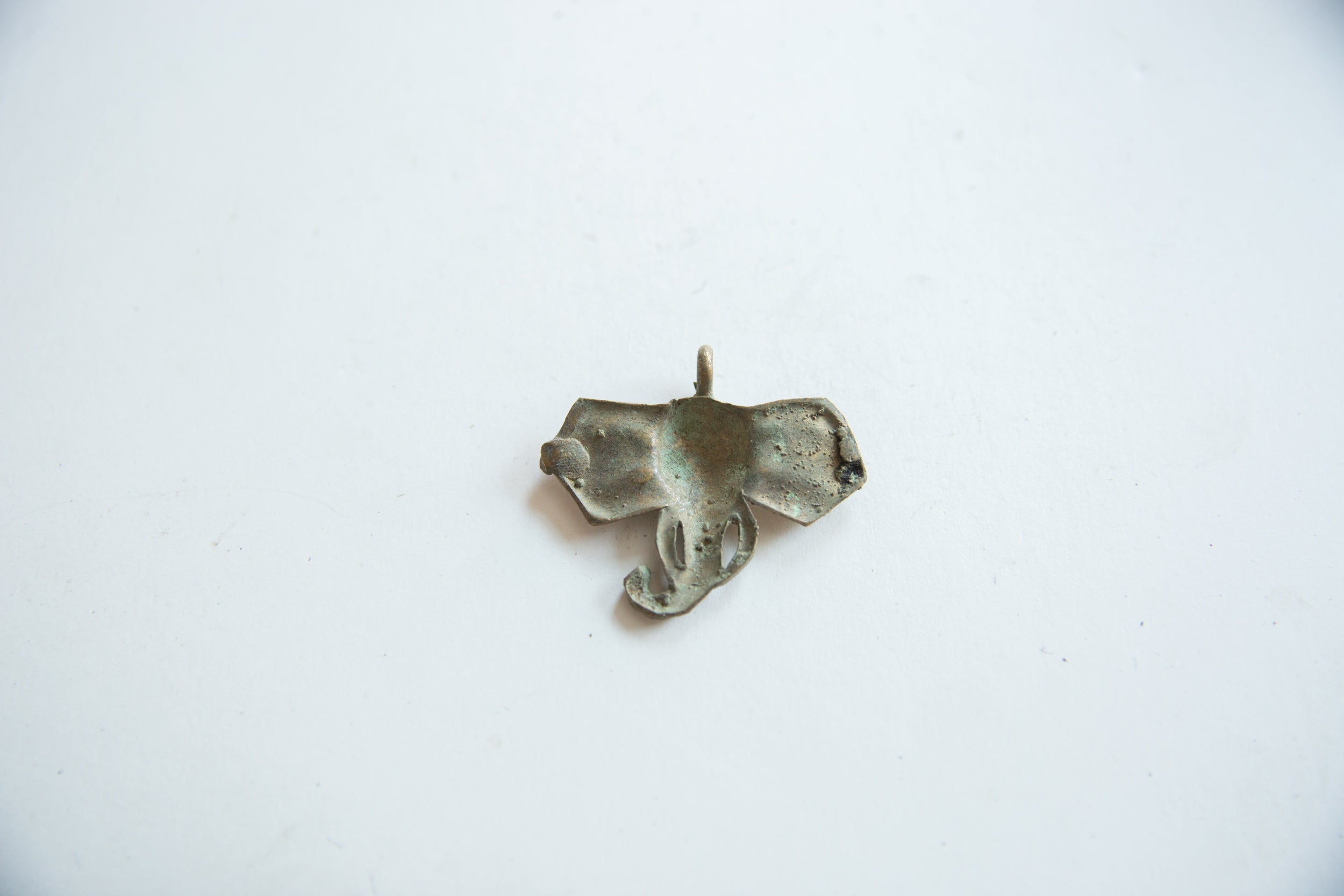 Vintage African Bronze Oxidized Elephant Head Pendant // ONH Item ab01786 Image 1