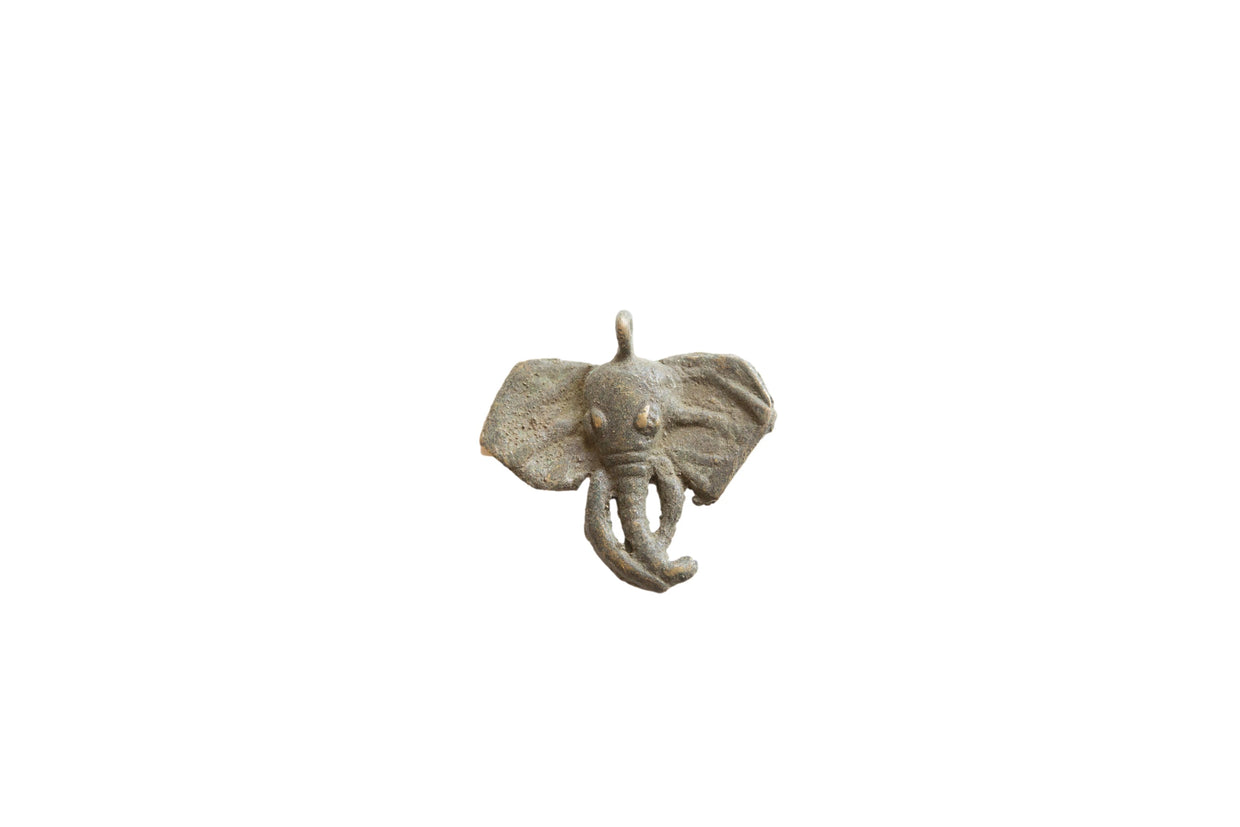 Vintage African Bronze Elephant Head Pendant // ONH Item ab01787