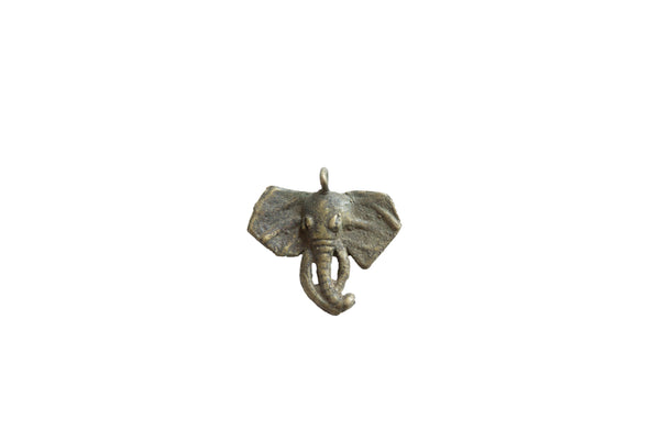 Vintage African Bronze Elephant Head Pendant // ONH Item ab01788