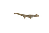 Vintage African bronze lizard showing a stylized form and aged, textured patina.