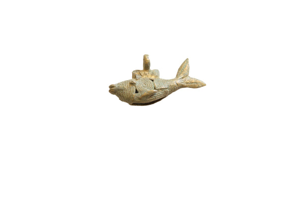 Vintage African Bronze Fish Pendant // ONH Item ab01794