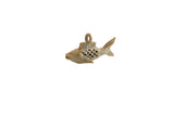 Vintage African bronze fish pendant with a textured surface and open-work lattice body.