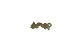 Vintage African bronze iguana pendant with a stylized shape and an oxidized green patina.