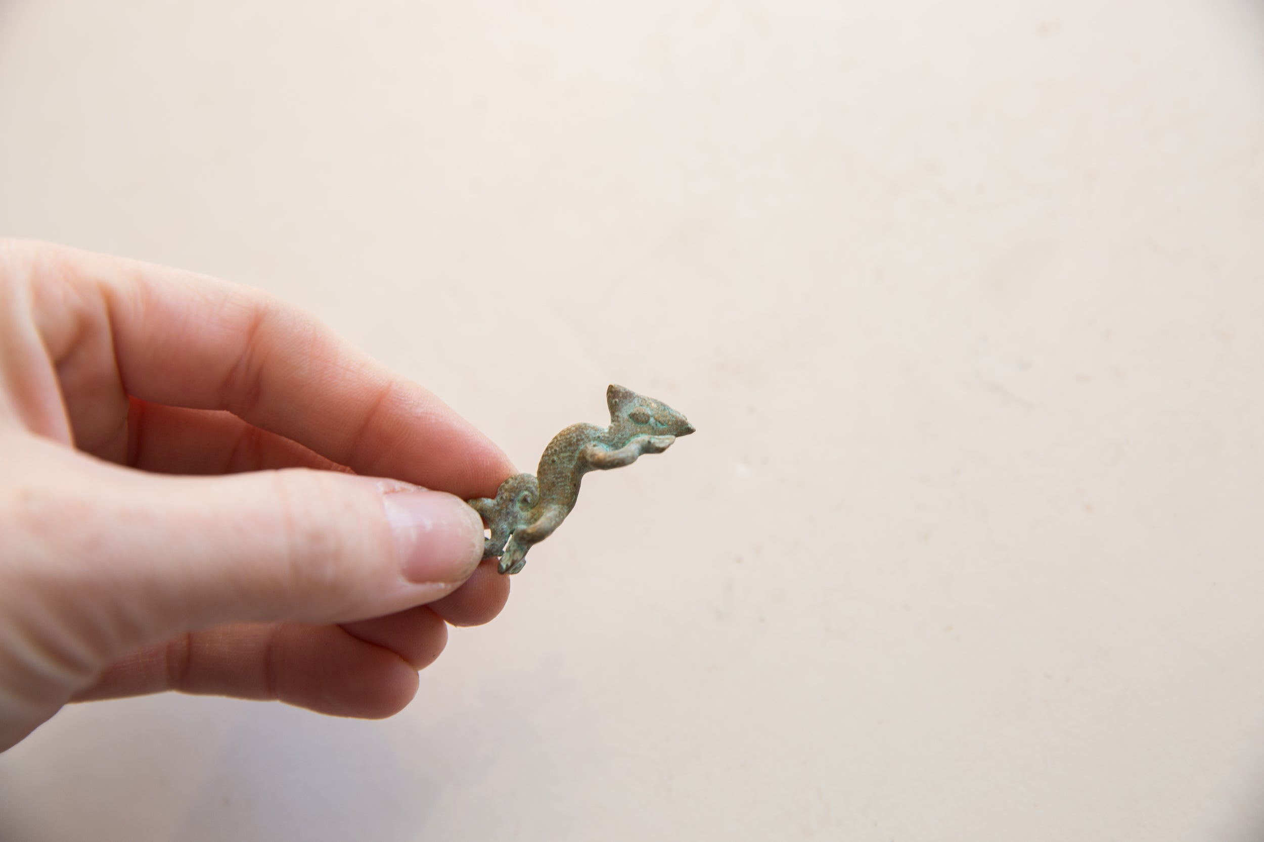 Vintage African Bronze Oxidized Iguana Pendant // ONH Item ab01803 Image 1
