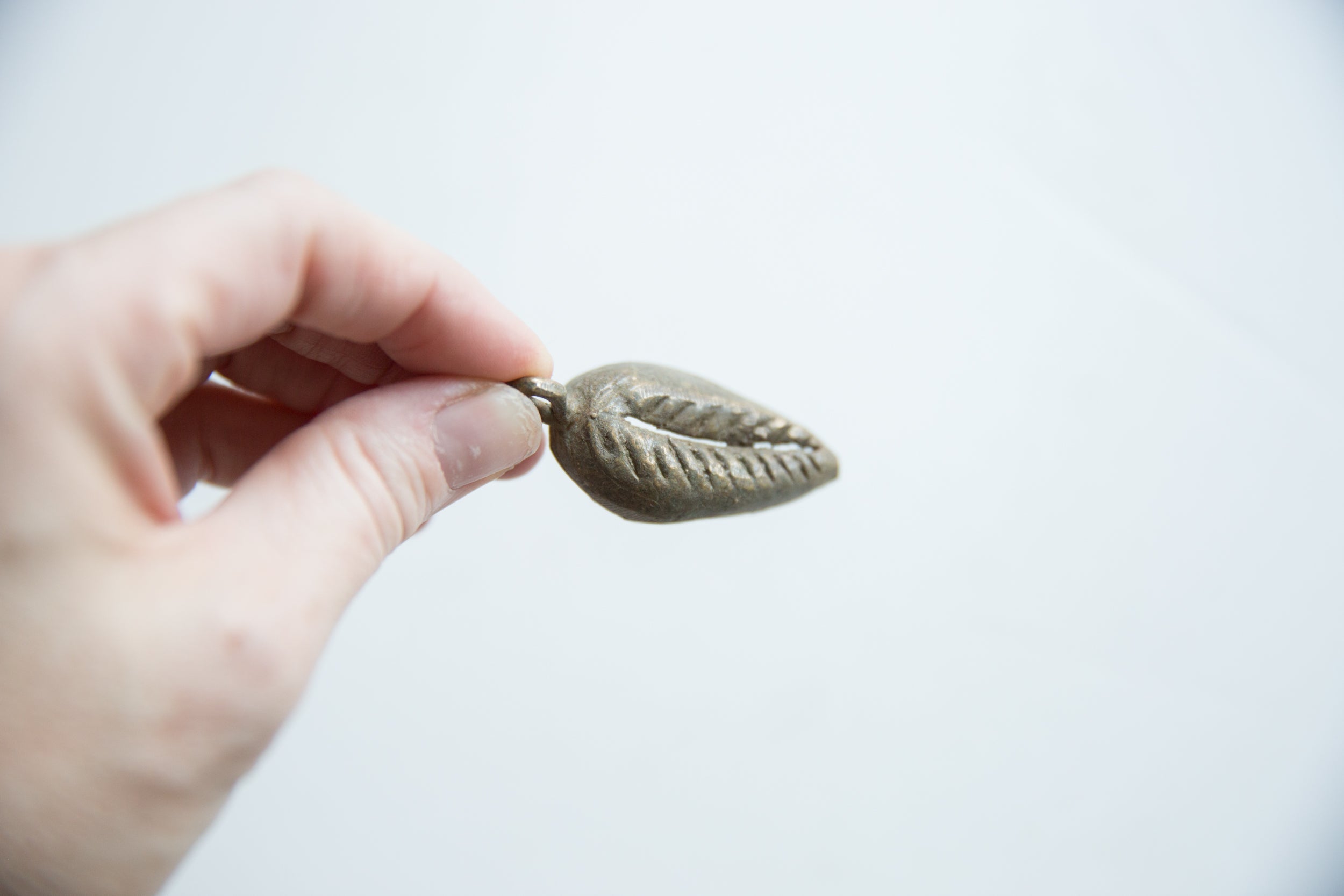 Vintage African Bronze Leaf Pendant // ONH Item ab01810 Image 1