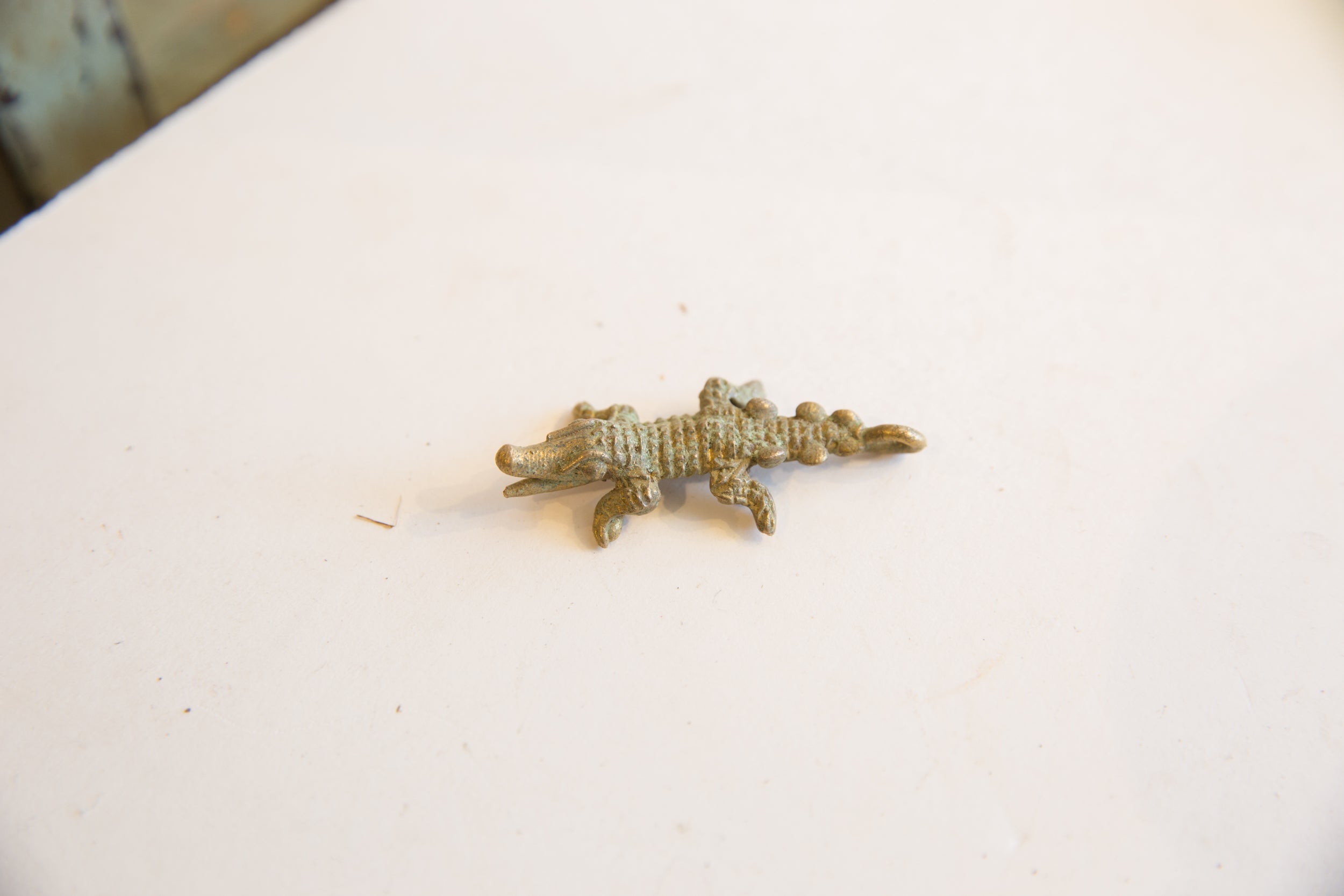 Vintage African Bronze Crocodile Pendant // ONH Item ab01813 Image 1