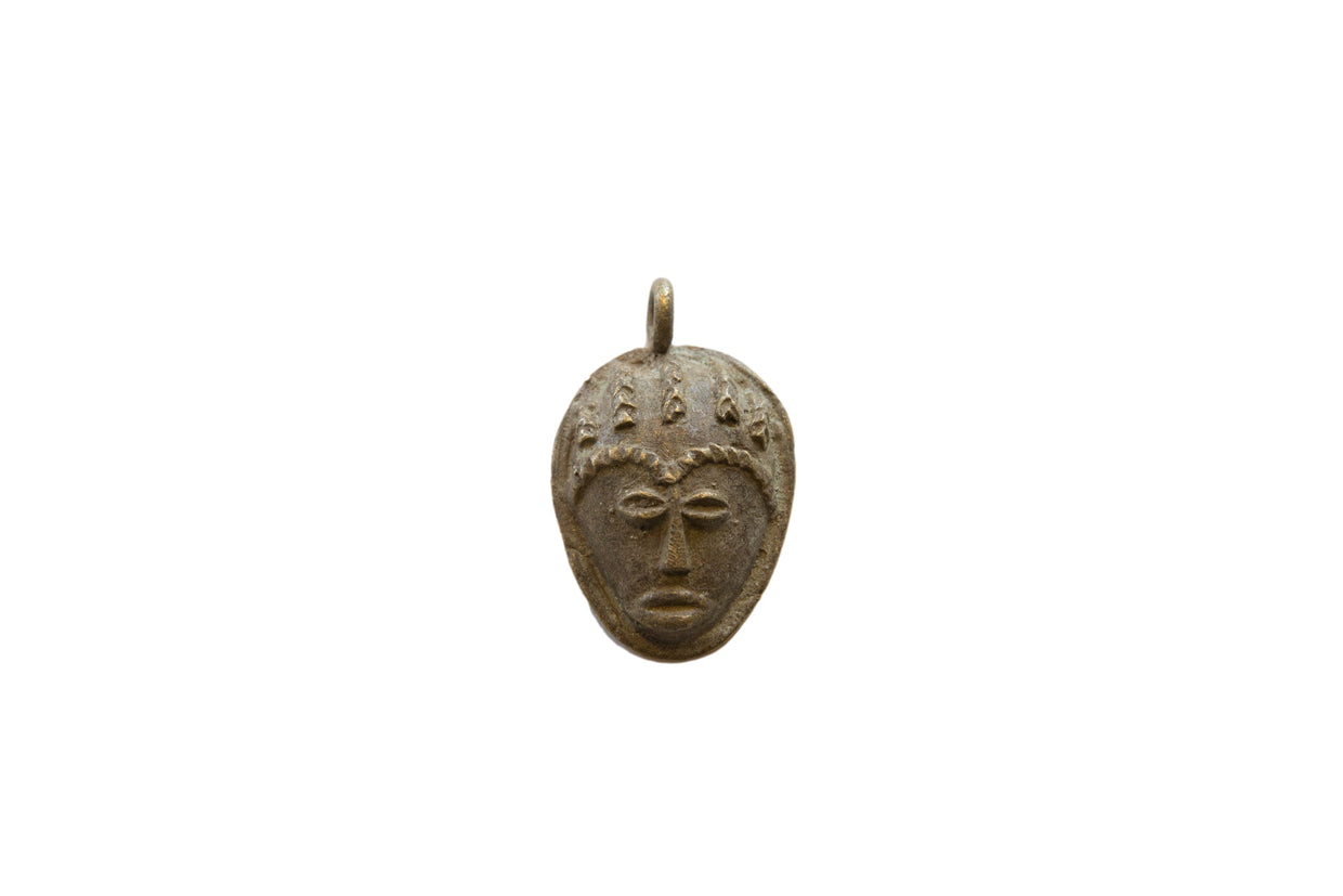 Vintage African Bronze Face Pendant // ONH Item ab01819