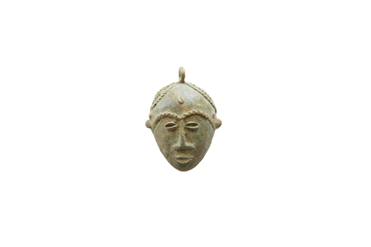 Vintage African Bronze Face Pendant // ONH Item ab01823
