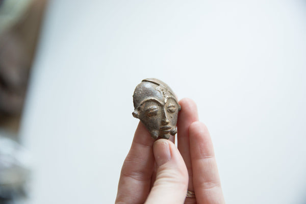 Vintage African Bronze Childs Face // ONH Item ab01829 Image 2