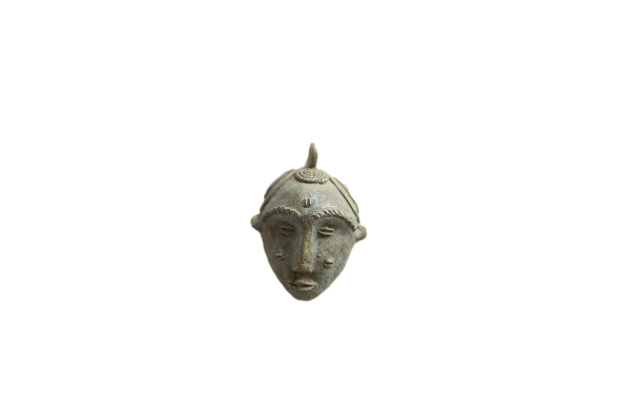 Vintage African Bronze Face Pendant // ONH Item ab01831