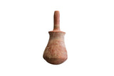 Antique North African red slip ware vase with a long neck, bulbous body, and aged, earthy patina.