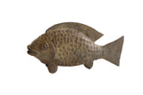 Vintage African fish sculpture with a weathered brown, textured surface and handmade details.