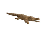 Vintage African crocodile sculpture with a hand-carved textured body and aged brown patina.