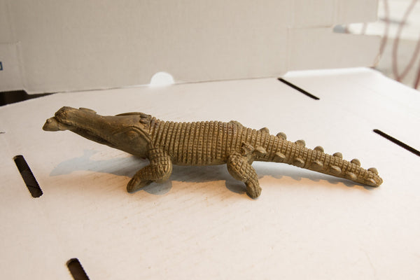 Vintage African Crocodile with Fish Sculpture // ONH Item ab01881 Image 1