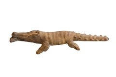 Vintage African Crocodile with Fish Sculpture // ONH Item ab01884