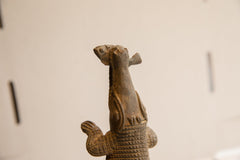 Vintage African Crocodile with Fish Sculpture // ONH Item ab01887 Image 2