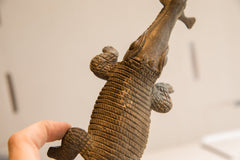 Vintage African Crocodile with Fish Sculpture // ONH Item ab01889 Image 5