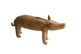 Vintage African boar sculpture with a rustic brown patina and a braided detail along its back.