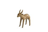 Vintage handmade African antelope sculpture with a rustic finish and detailed spiral horns.