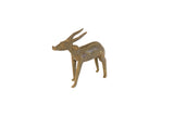Vintage handmade African antelope sculpture with a textured, aged patina.
