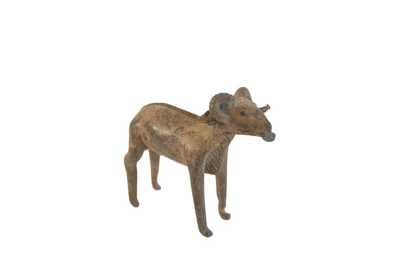 Vintage African Imperfect Ram with Leaf Sculpture // ONH Item ab01937