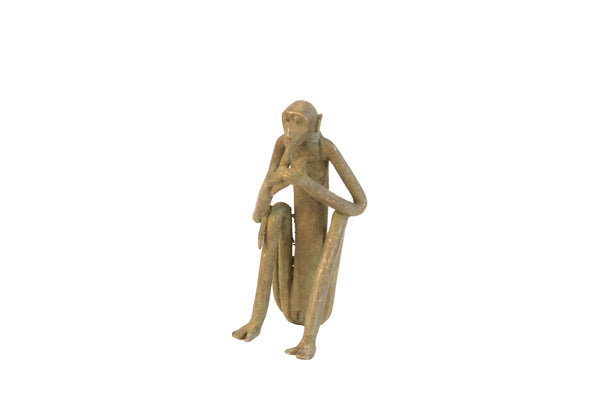 Vintage African Sitting Monkey Eating Banana Sculpture // ONH Item ab01938