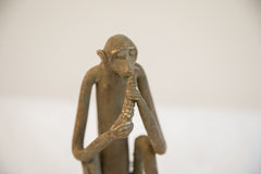 Vintage African Sitting Monkey Eating Sculpture // ONH Item ab01939 Image 2