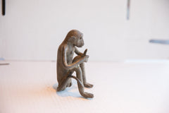 Vintage African Sitting Monkey with Banana Sculpture // ONH Item ab01942 Image 2