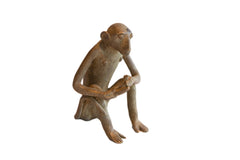 Vintage African Sitting Monkey with Banana Sculpture // ONH Item ab01943