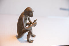 Vintage African Sitting Monkey with Banana Sculpture // ONH Item ab01944 Image 3