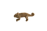 Vintage African chameleon figurine with a rustic, textured brown finish and a coiled tail.