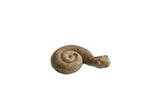A vintage African curled snake figurine with a rustic, earthy texture, coiled in a spiral.