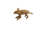 Vintage handmade African porcupine figurine with textured quills and a weathered bronze-toned finish.