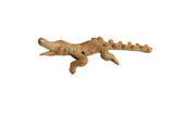 Handmade vintage African crocodile figurine with a textured, rustic bronze patina.