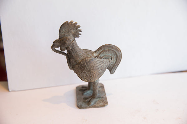 Vintage African Lightly Oxidized Rooster Sculpture with Snake // ONH Item: ab02091, Image 1