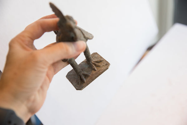 Vintage African Lightly Oxidized Rooster Sculpture with Snake // ONH Item: ab02091, Image 5