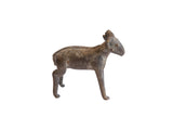 Vintage African ram sculpture with a dark, weathered patina and handmade textured details.