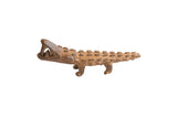 Vintage handmade African alligator sculpture with rustic, textured scales and an open jaw.
