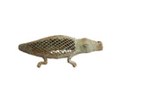 Vintage African alligator sculpture with a textured metal patina and open criss-cross body.
