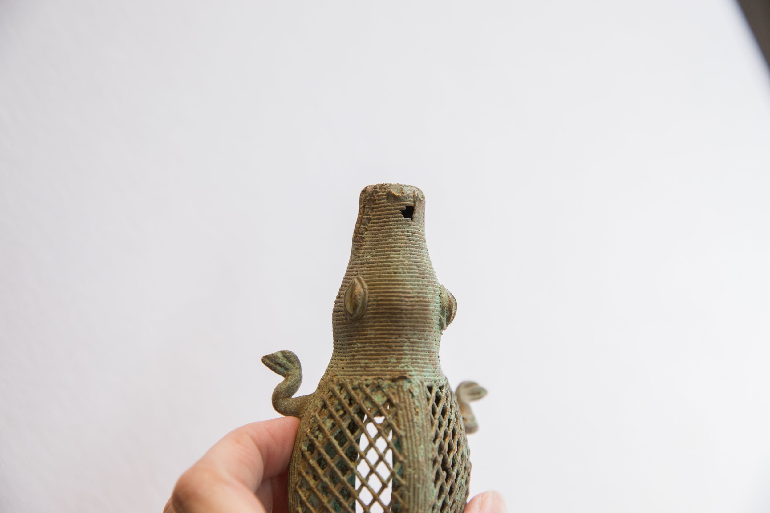 Vintage African Criss-Cross Design Alligator Sculpture // ONH Item: ab02116, Image 1