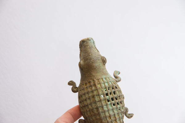 Vintage African Checked Design Alligator Sculpture // ONH Item: ab02117, Image 1
