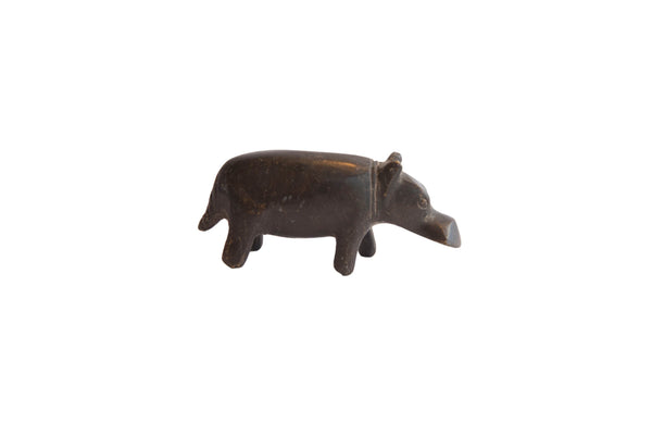 Vintage African Dark Patina Hippo Figurine // ONH Item: ab02123