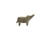 Vintage handmade African hippo figurine with a rustic oxidized green patina.