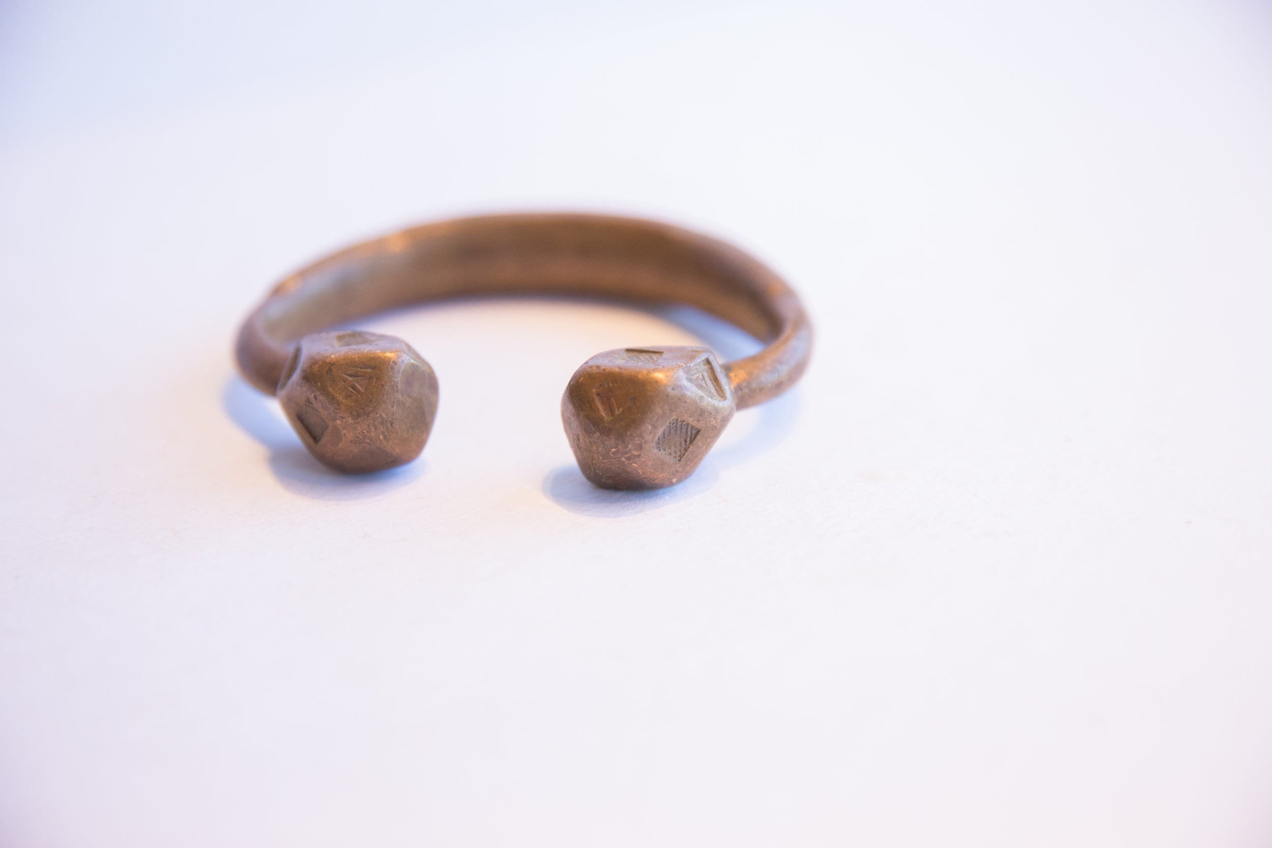 Antique African Geometric Base Copper Alloy Cuff Bracelet // ONH Item: ab02139, Image 1
